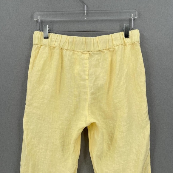 ENZA COSTA French Linen Easy Pant Medium 2 Yellow Pull On Jogger Drawstring NEW - Picture 3 of 3